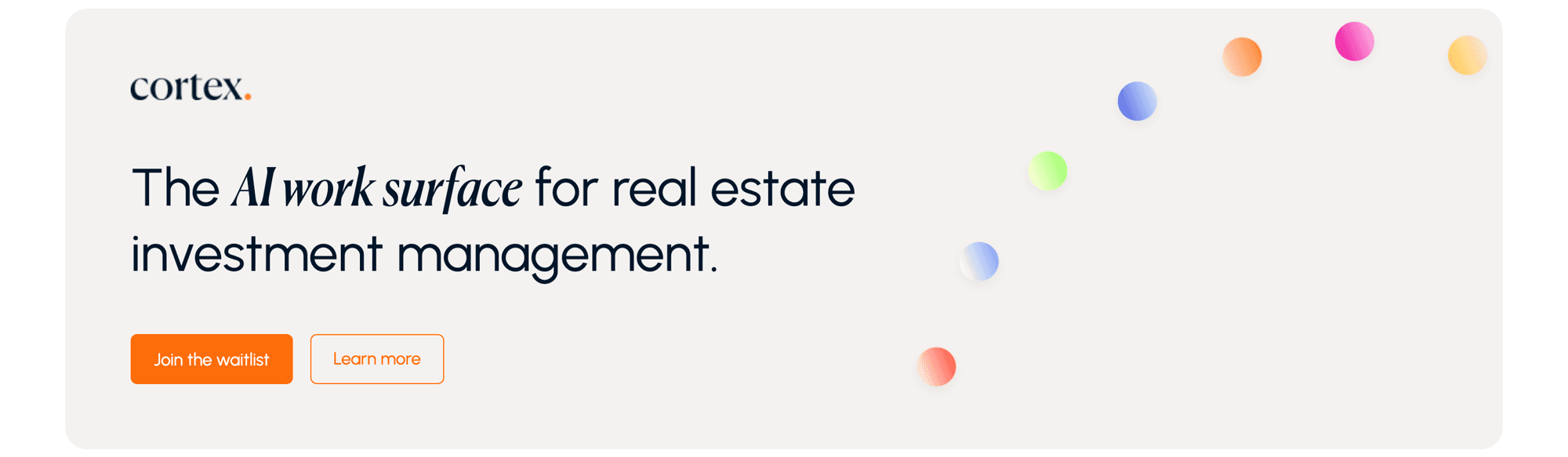 Cortex banner on the Agora home page